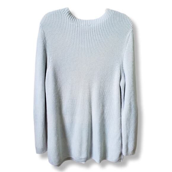 Talbots Plus Women Cableknit Shaker Stitch Sweater Ice Blue 1X Cozy Soft Stretch - Picture 6 of 10